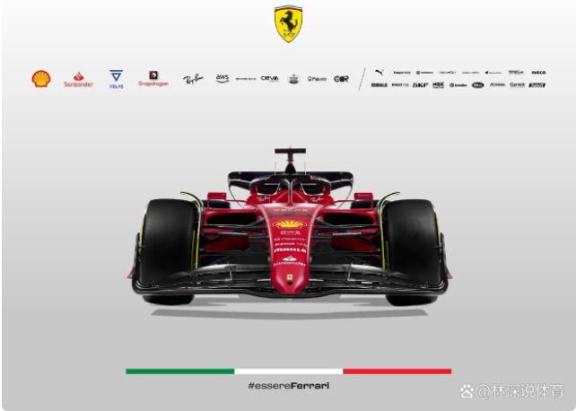 法拉利新赛车F1-75主视图。