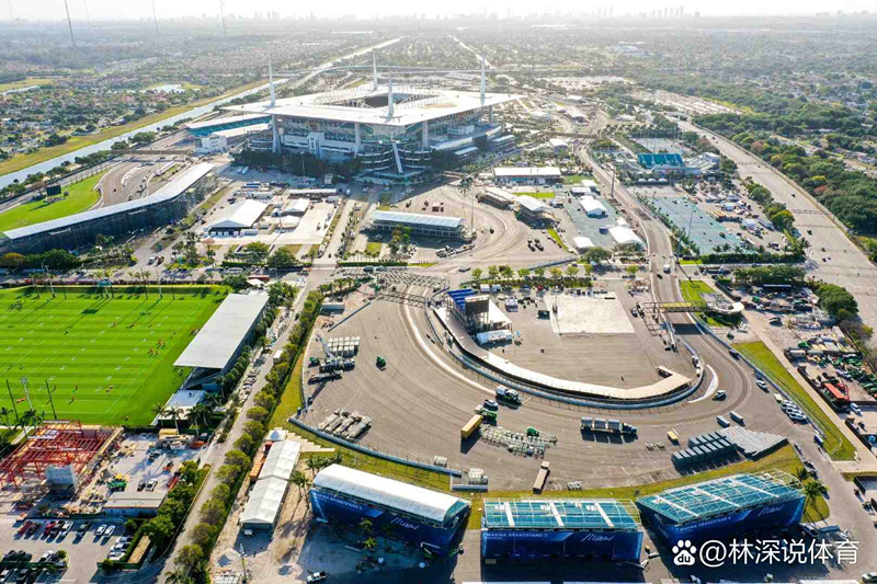 迈阿密大奖赛赛道鸟瞰图。