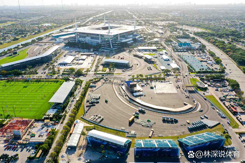 迈阿密大奖赛赛道鸟瞰图。 迈阿密大奖赛赛道鸟瞰图。