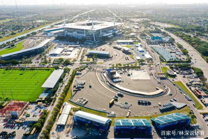 迈阿密大奖赛赛道鸟瞰图。
