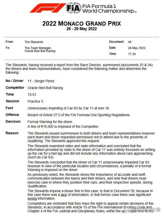 FIA对维特尔开出的罚单。